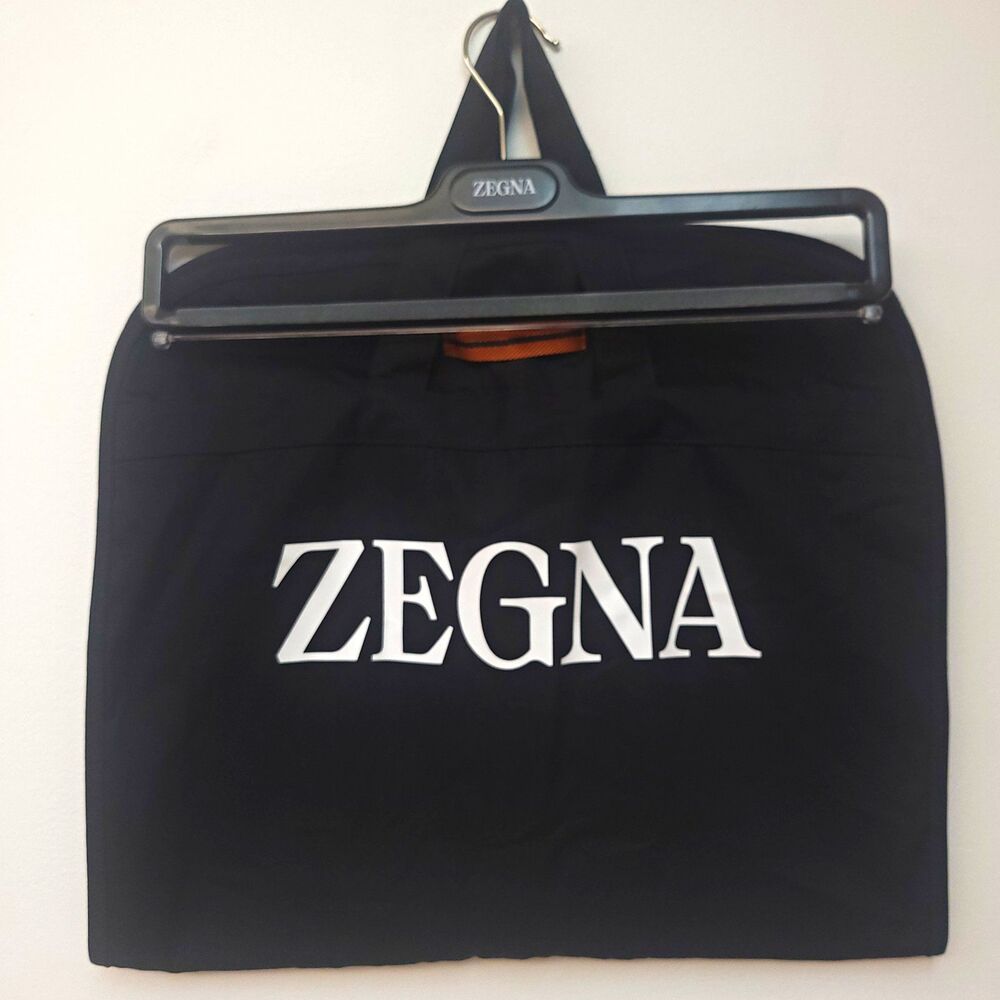 ZEGNA Black Trouser Garment Bag with Matching Branded Hanger Pants Travel